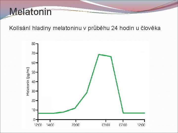 Melatonin Kolísání hladiny melatoninu v průběhu 24 hodin u člověka 