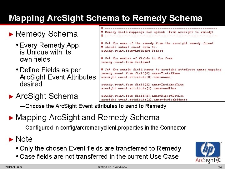 Mapping Arc. Sight Schema to Remedy Schema ► Remedy Schema • Every Remedy App