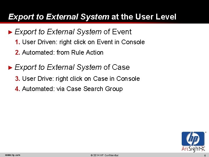 Export to External System at the User Level ► Export to External System of