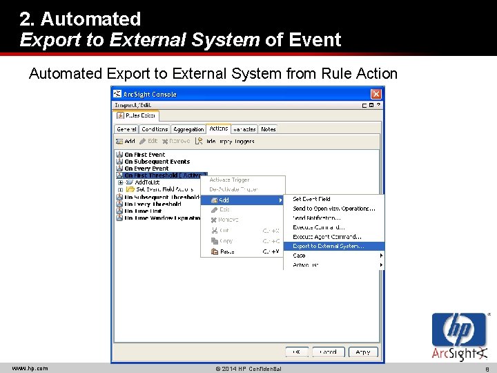 2. Automated Export to External System of Event Automated Export to External System from