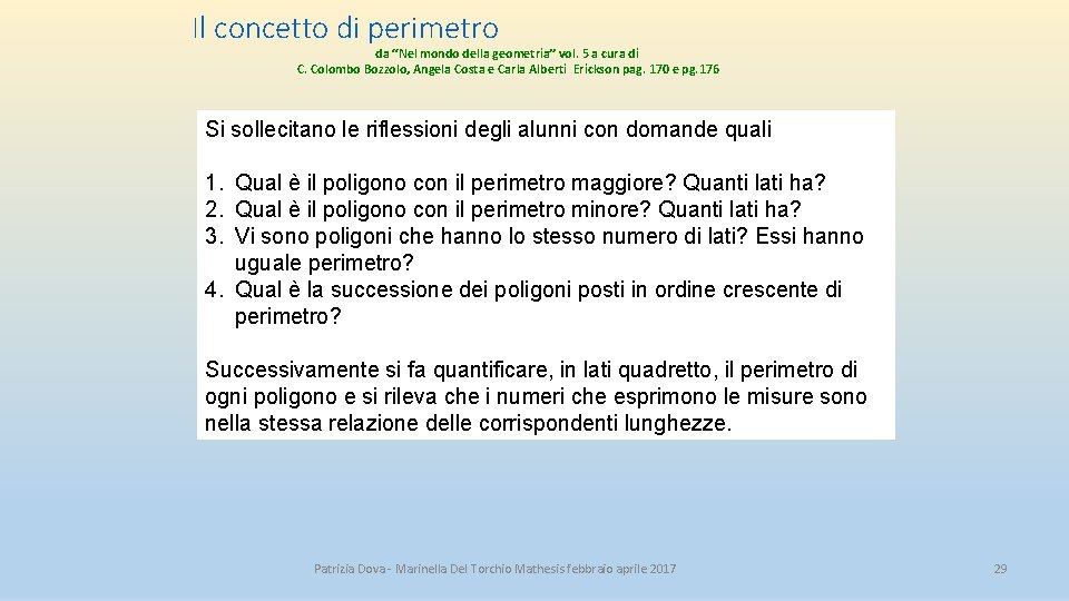 Il concetto di perimetro da “Nel mondo della geometria” vol. 5 a cura di