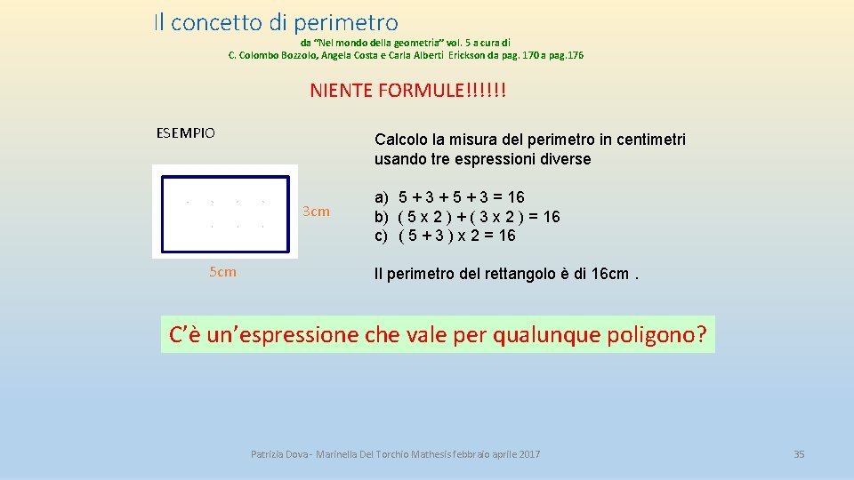 Il concetto di perimetro da “Nel mondo della geometria” vol. 5 a cura di