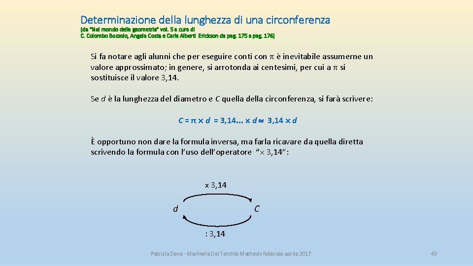 Determinazione della lunghezza di una circonferenza (da “Nel mondo della geometria” vol. 5 a