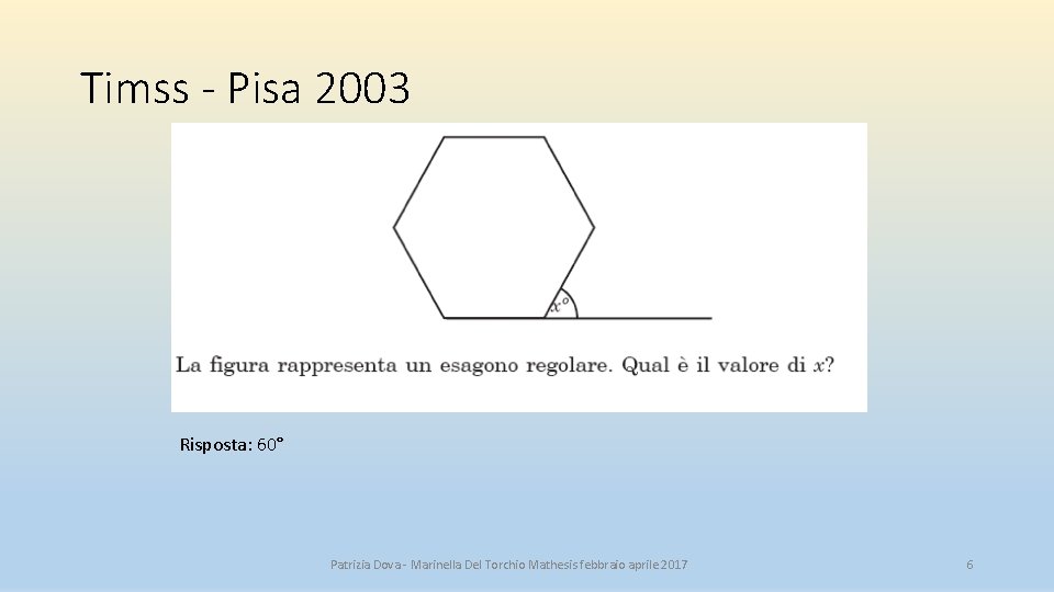 Timss - Pisa 2003 Risposta: 60° Patrizia Dova - Marinella Del Torchio Mathesis febbraio