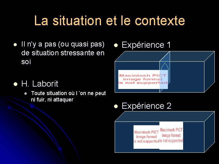 La situation et le contexte l Il n’y a pas (ou quasi pas) l