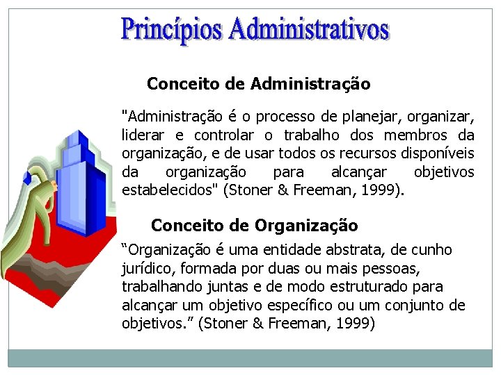 Conceito de Administração "Administração é o processo de planejar, organizar, liderar e controlar o