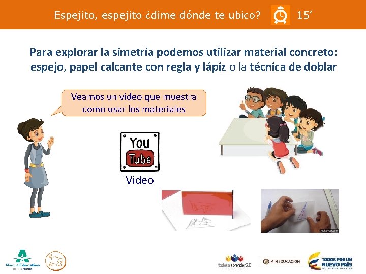 Espejito, espejito ¿dime dónde te ubico? 15’ Para explorar la simetría podemos utilizar material