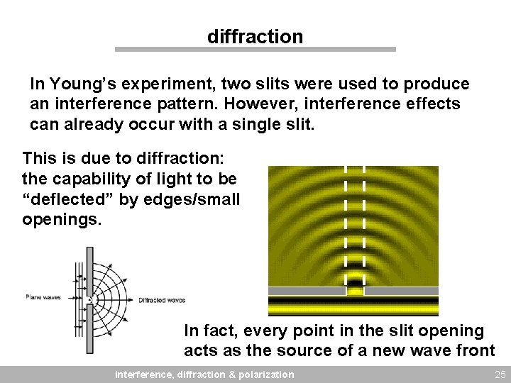 diffraction In Young’s experiment, two slits were used to produce an interference pattern. However,