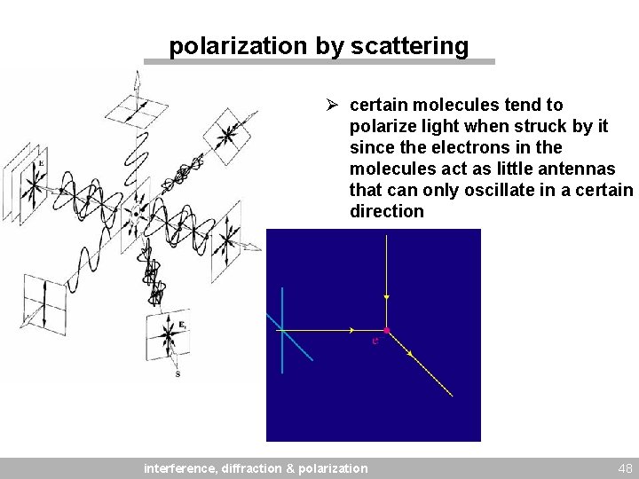 polarization by scattering Ø certain molecules tend to polarize light when struck by it