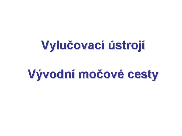 Vylučovací ústrojí Vývodní močové cesty 
