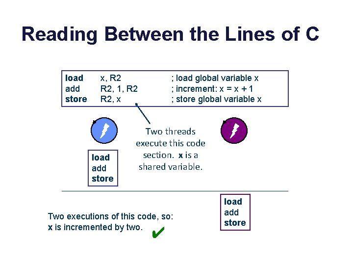 Reading Between the Lines of C load add store x, R 2, 1, R