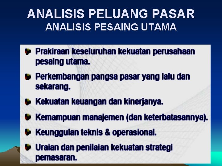 ANALISIS PELUANG PASAR ANALISIS PESAING UTAMA 
