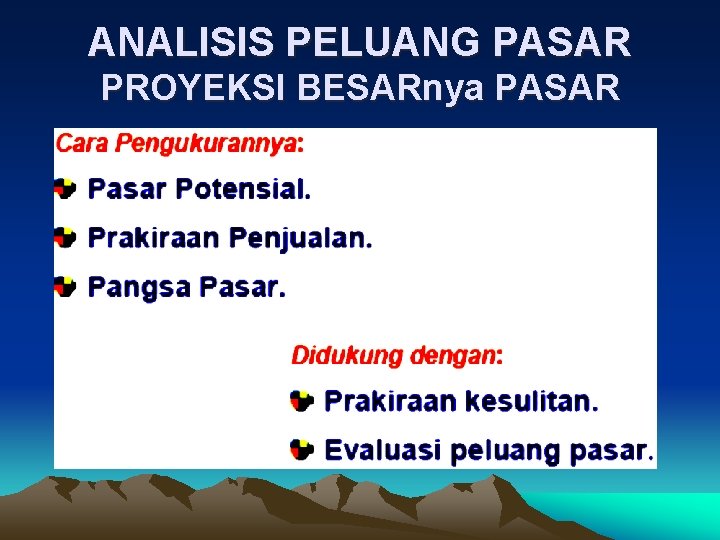 ANALISIS PELUANG PASAR PROYEKSI BESARnya PASAR 