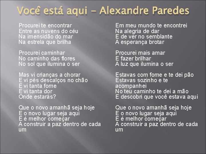 Você está aqui - Alexandre Paredes Procurei te encontrar Entre as nuvens do céu