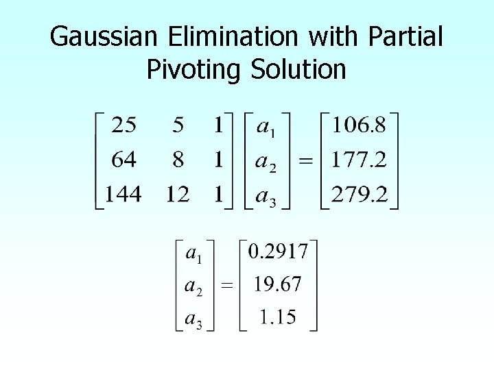 Gaussian Elimination with Partial Pivoting Solution 