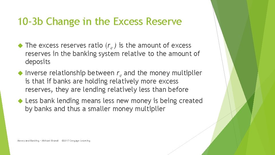 10 -3 b Change in the Excess Reserve The excess reserves ratio (re )