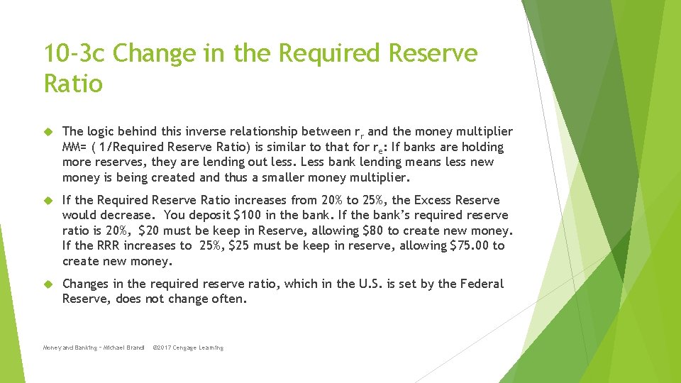 10 -3 c Change in the Required Reserve Ratio The logic behind this inverse