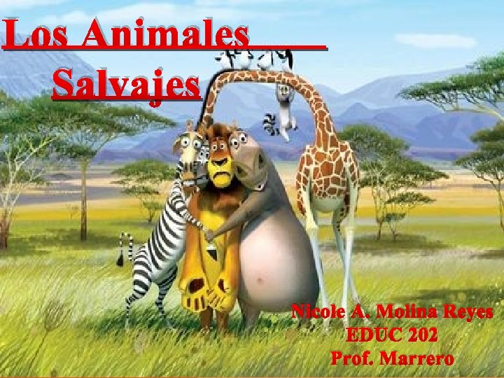 Los Animales Salvajes Nicole A. Molina Reyes EDUC 202 Prof. Marrero 