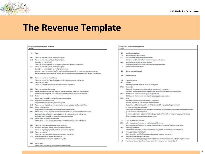 IMF Statistics Department The Revenue Template 4 