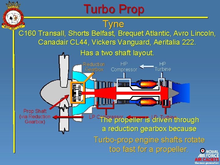 Turbo Prop Tyne C 160 Transall, Shorts Belfast, Brequet Atlantic, Avro Lincoln, Canadair CL
