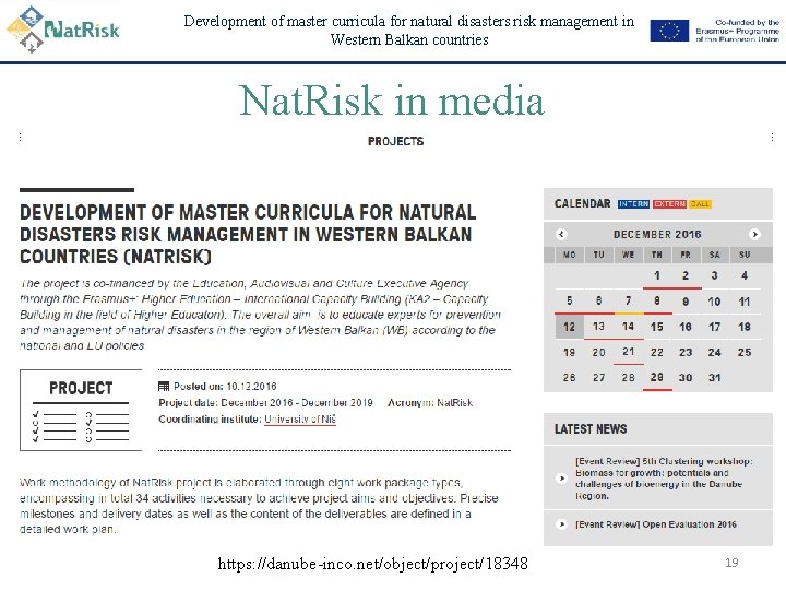 Development of master curricula for natural disasters risk management in Western Balkan countries Nat.