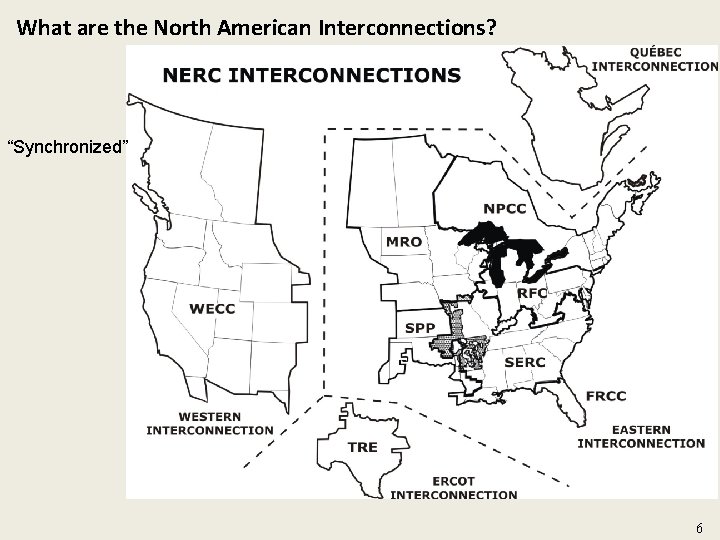 What are the North American Interconnections? “Synchronized” 6 