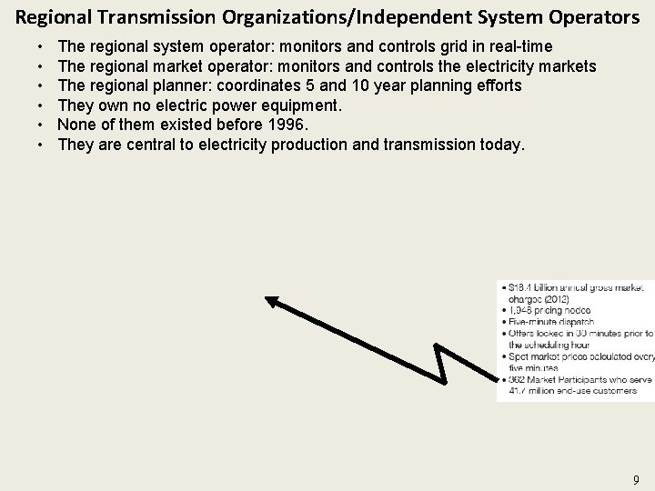 Regional Transmission Organizations/Independent System Operators • • • The regional system operator: monitors and