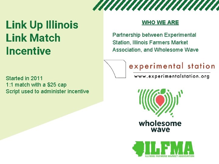 Link Up Illinois Link Match Incentive Started in 2011 1: 1 match with a
