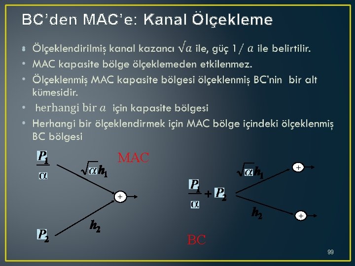 BC’den MAC’e: Kanal Ölçekleme • MAC + + + BC 99 