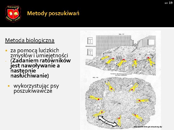 str. 19 Metody poszukiwań Metoda biologiczna § za pomocą ludzkich zmysłów i umiejętności -