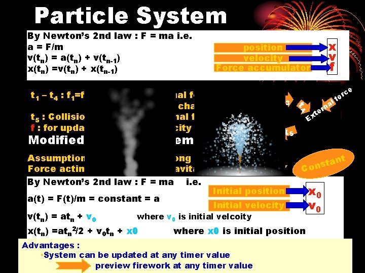 Particle System By Newton’s 2 nd law : F = ma i. e. a Particle System By Newton’s 2 nd law : F = ma i. e. a
