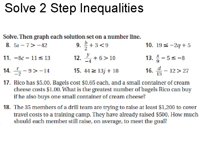 Solve 2 Step Inequalities 