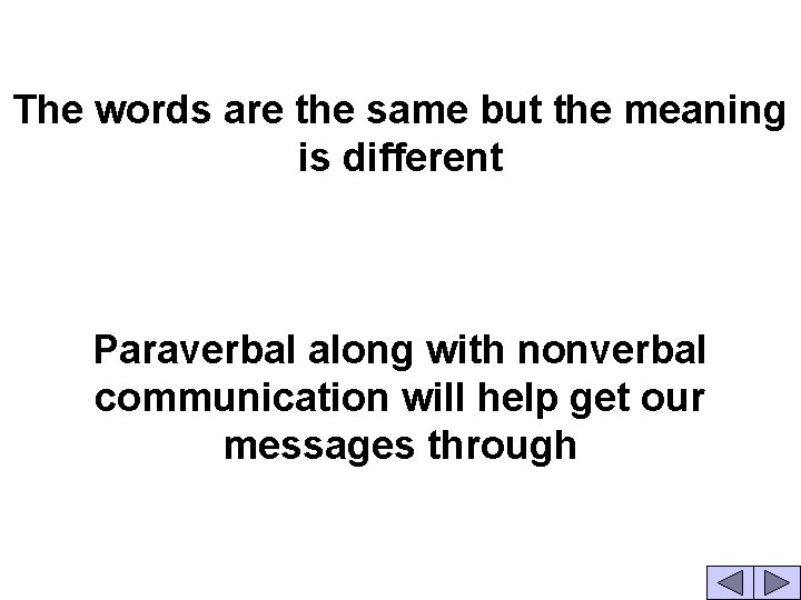The words are the same but the meaning is different Paraverbal along with nonverbal