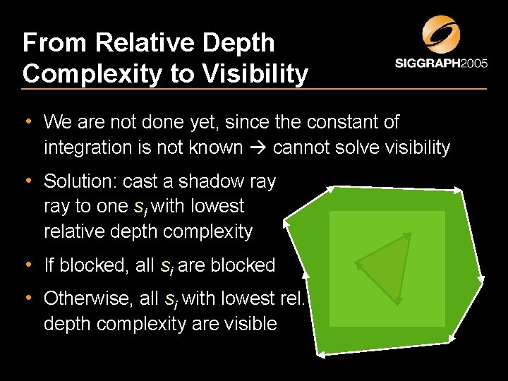 From Relative Depth Complexity to Visibility • We are not done yet, since the From Relative Depth Complexity to Visibility • We are not done yet, since the