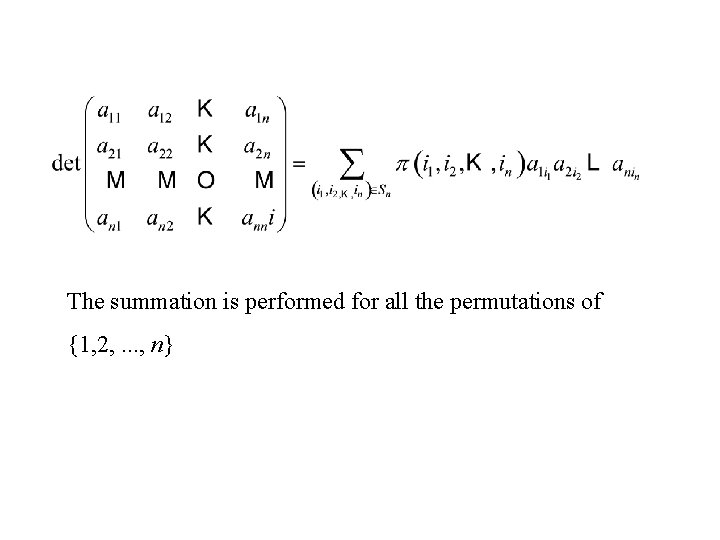 The summation is performed for all the permutations of {1, 2, . . .