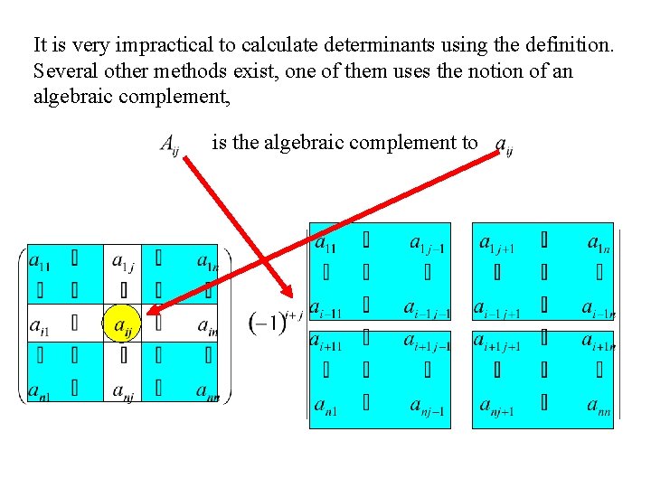 It is very impractical to calculate determinants using the definition. Several other methods exist,