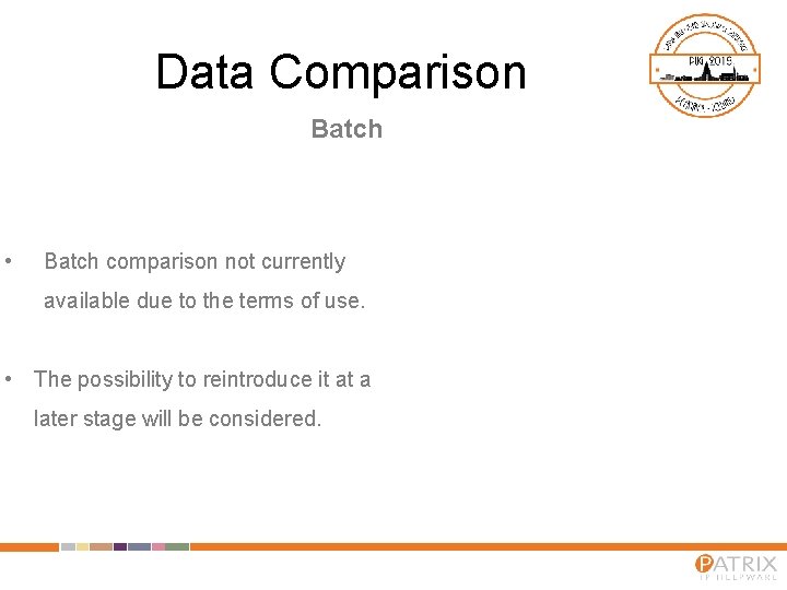 Data Comparison Batch • Batch comparison not currently available due to the terms of