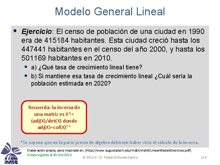 Modelo General Lineal § Ejercicio: El censo de población de una ciudad en 1990