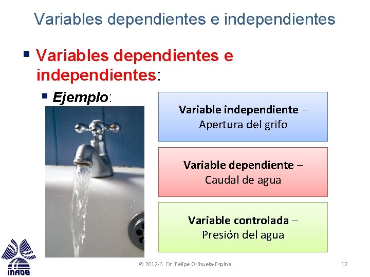 Variables dependientes e independientes § Variables dependientes e independientes: § Ejemplo: Variable independiente –