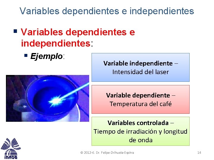 Variables dependientes e independientes § Variables dependientes e independientes: § Ejemplo: Variable independiente –