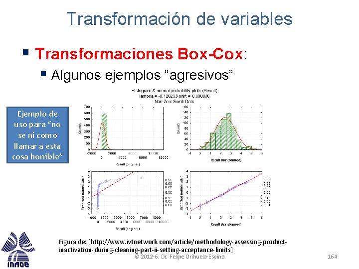 Transformación de variables § Transformaciones Box-Cox: § Algunos ejemplos “agresivos” Ejemplo de uso para