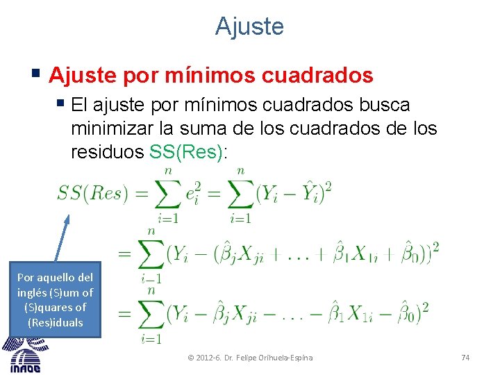 Ajuste § Ajuste por mínimos cuadrados § El ajuste por mínimos cuadrados busca minimizar