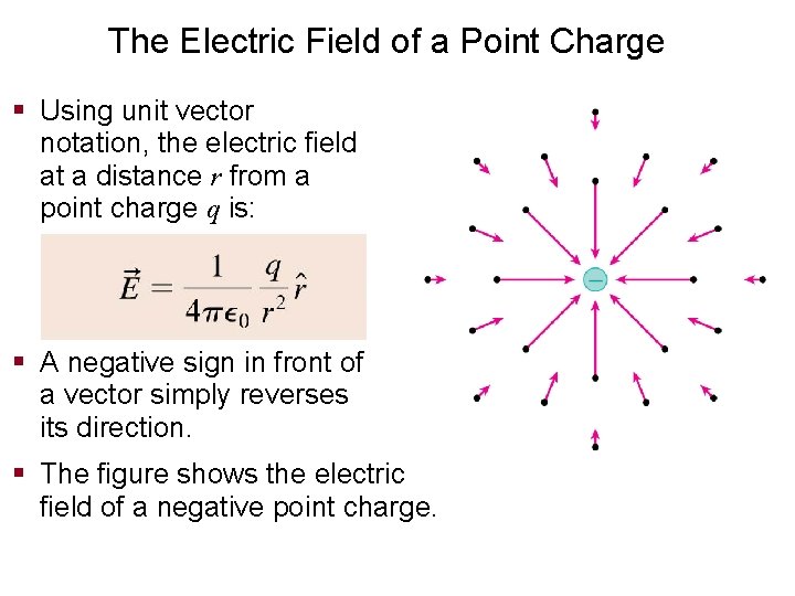 The Electric Field of a Point Charge § Using unit vector notation, the electric
