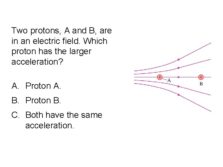 Quick. Check 26. 4 Two protons, A and B, are in an electric field.