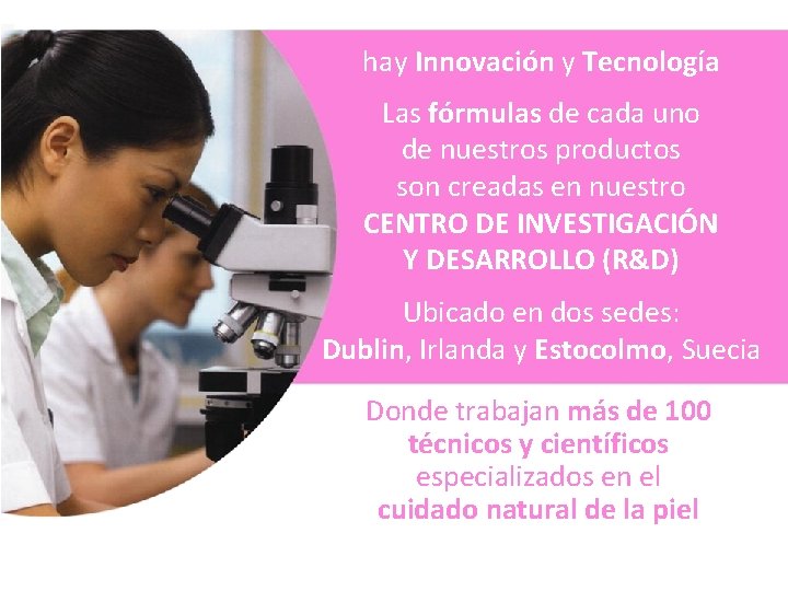 hay Innovación y Tecnología Las fórmulas de cada uno de nuestros productos son creadas