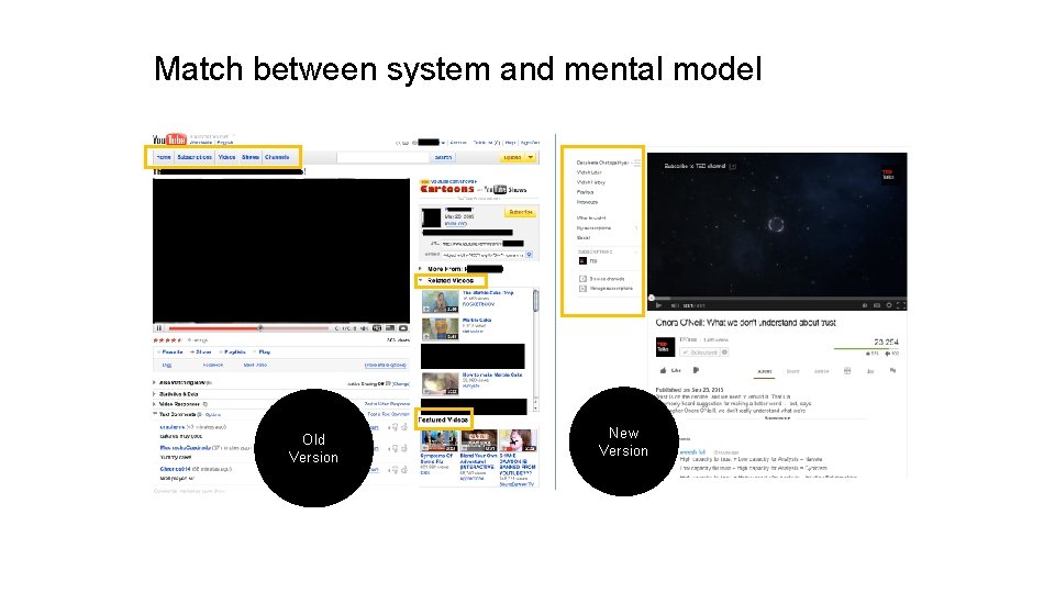 Match between system and mental model Old Version New Version 