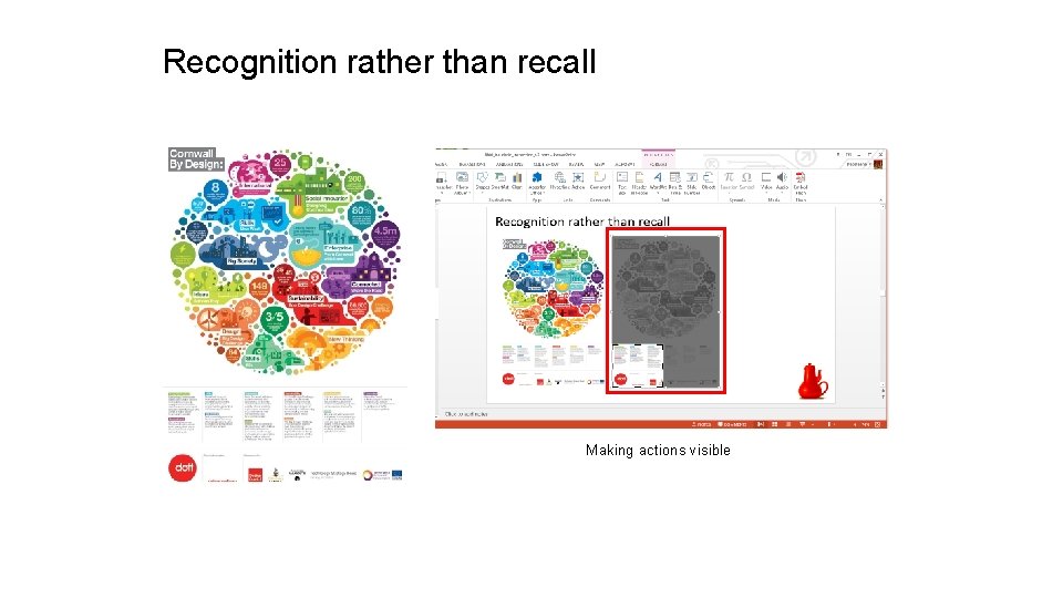Recognition rather than recall Making actions visible 