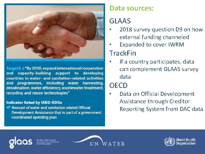 Data sources: GLAAS • • 2018 survey question D 9 on how external funding Data sources: GLAAS • • 2018 survey question D 9 on how external funding