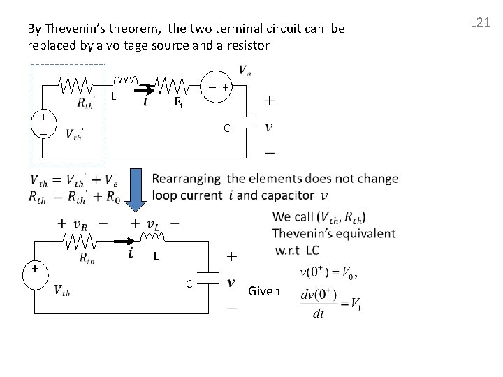 By Thevenin’s theorem, the two terminal circuit can be replaced by a voltage source