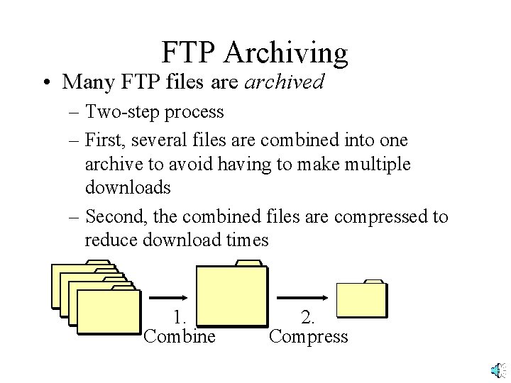 FTP Archiving • Many FTP files are archived – Two-step process – First, several